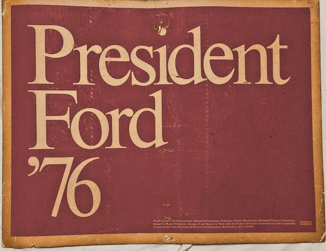Vintage Original 1976 Gerald Ford President Campaign Poster Sign Red White