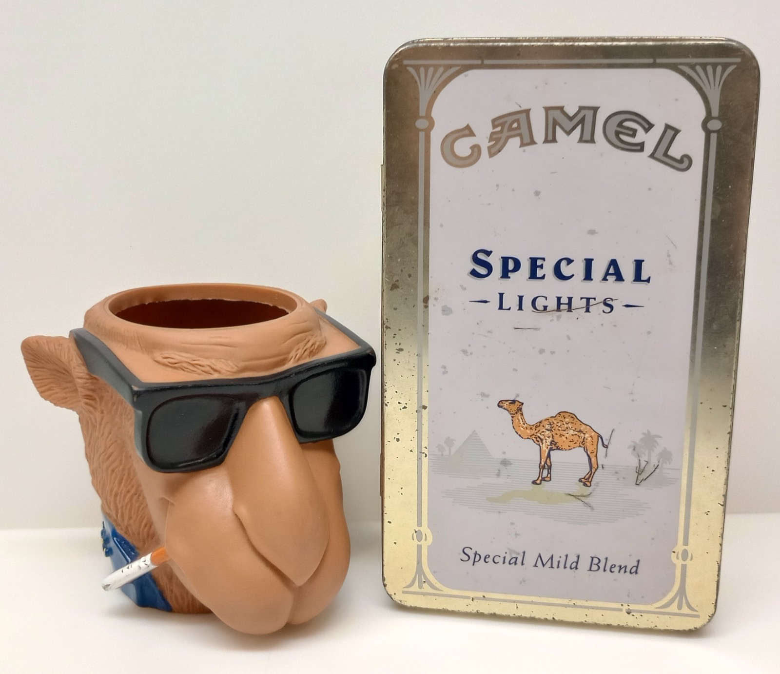 Vintage Joe Camel 1991 3D Rubber Can Koozie 1993 Special Lights Hinged Tin Lot