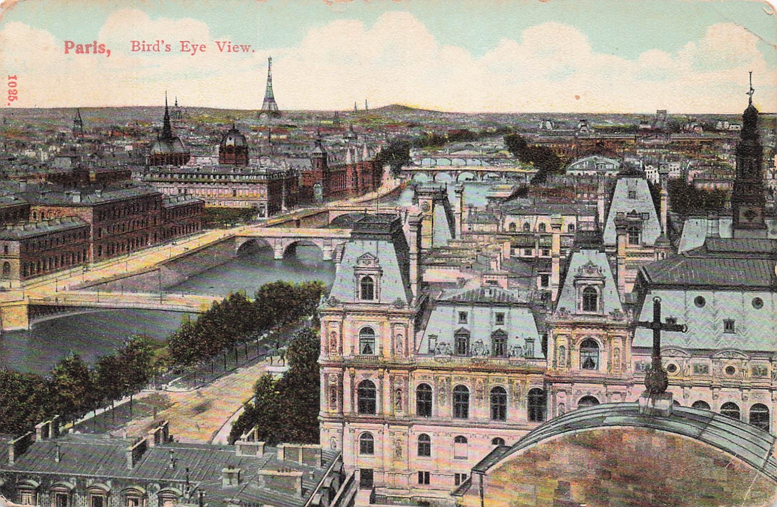 Early 1900s Paris France Panorama Eiffel Tower Bridges Vtg Postcard J45