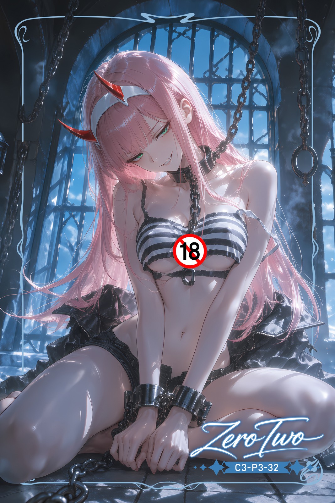 Zero Two Waifu Card Anime Girl Fanart Card Oversized Board A5 With NFC Chip