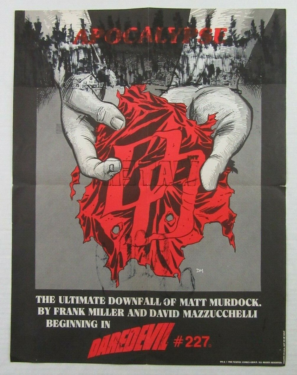 Daredevil #227 Apocalypse Promo Poster Frank Miller 1985 Unknown Artist On Back