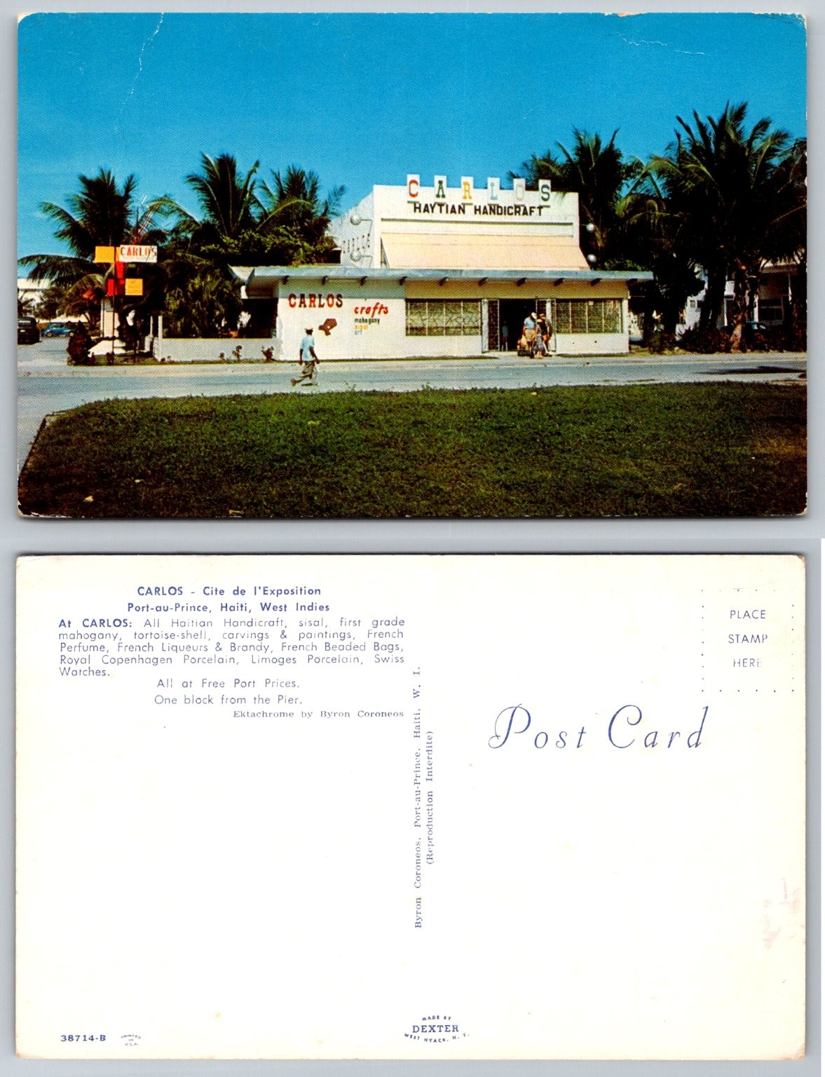 Vtg Postcard Carlos Haitian Handicraft Store Port-au-Prince Haiti West Indies