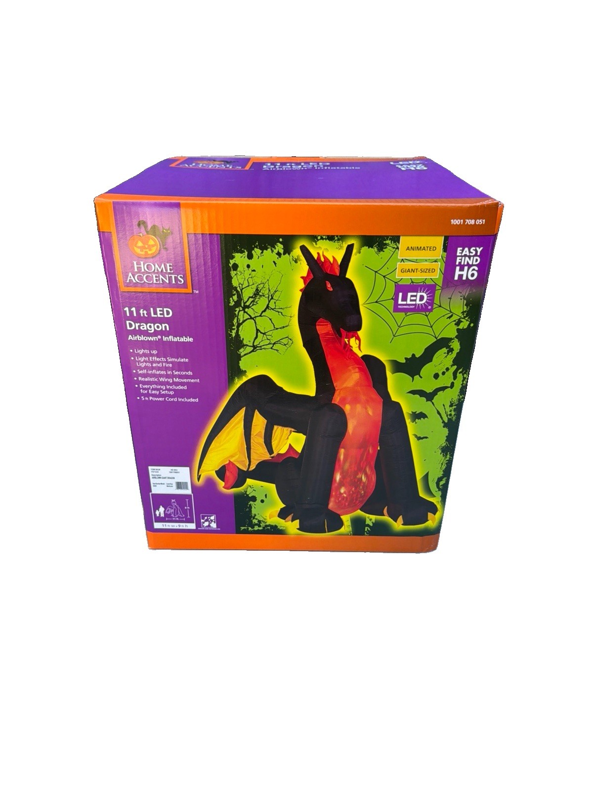 Gemmy 11ft Tall Animated Fire & Ice Dragon Halloween Inflatable