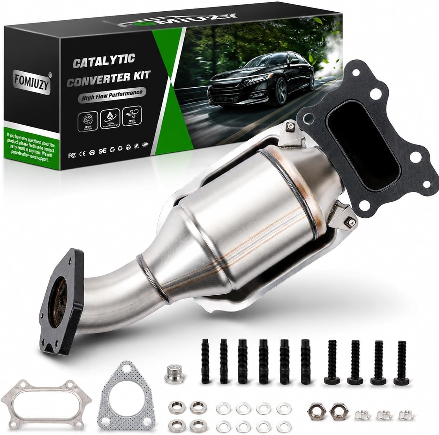 High Flow Front Catalytic Converter Kit Direct-Fit Honda Accord 2013-2017 2.4...