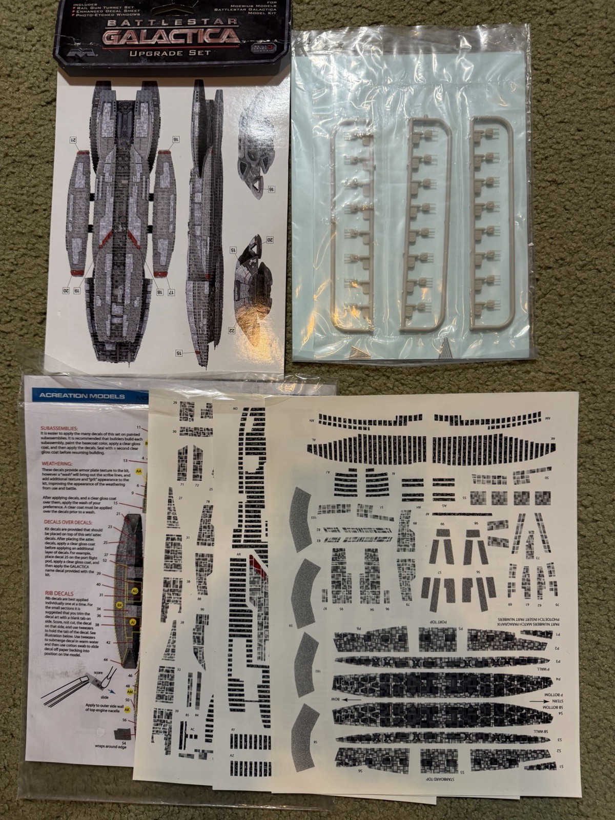 2 - New Moebius Models- Battlestar Galactica -Galactica Upgrade Set & Decal Set