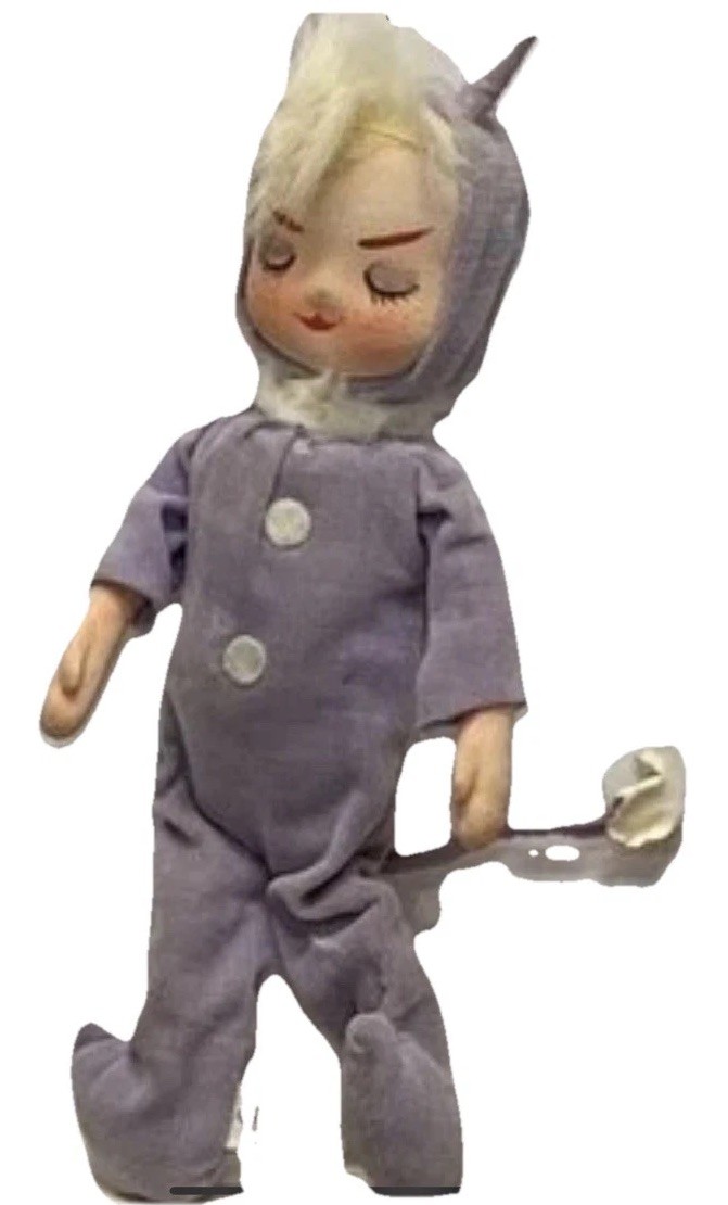 Vtg 63 Holiday Fair Purple Devil Pixie Elf Doll Lil Debbil W/ Tags Kitsch Japan