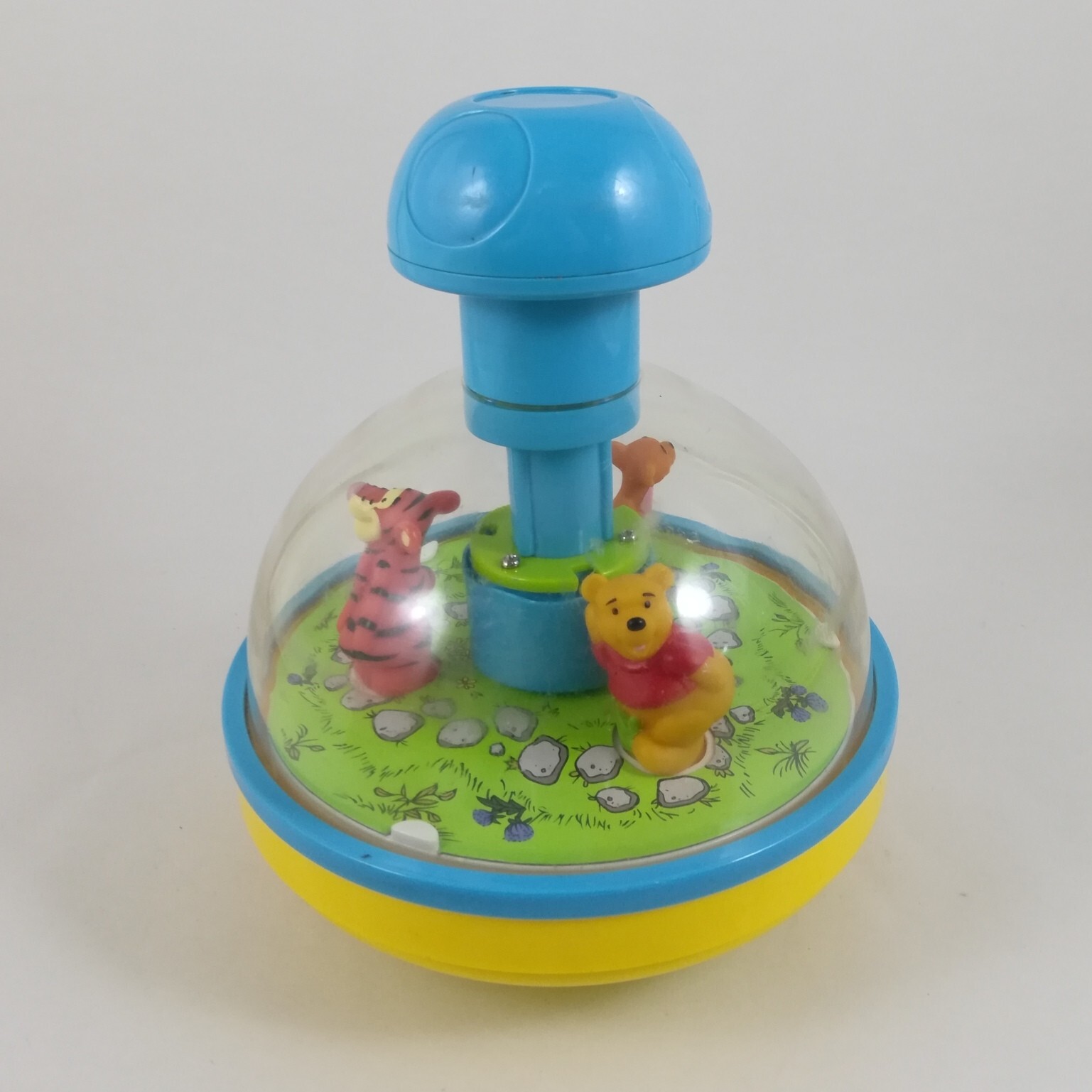 Vintage Winnie the Pooh Toy Push & Spin Top Disney Baby Todder Motor Skills
