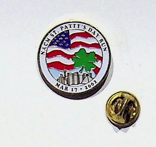 NACH St. Patti's Day Run 2002 Vintage Lapel Pin USA Shamrock Flag