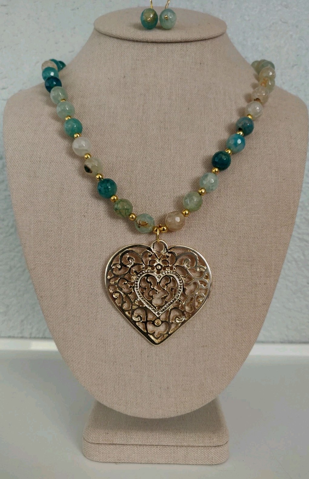 collar de agata verde chapa ,artesanal mexicano,green Necklace agates,hand Made