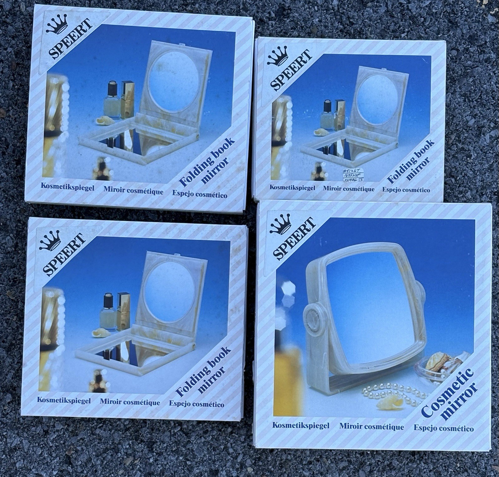 🔥Vintage SPEERT Mirror Lot 4 NOS Marbled Tortoise 3 Folding 1 Tabletop Vanity