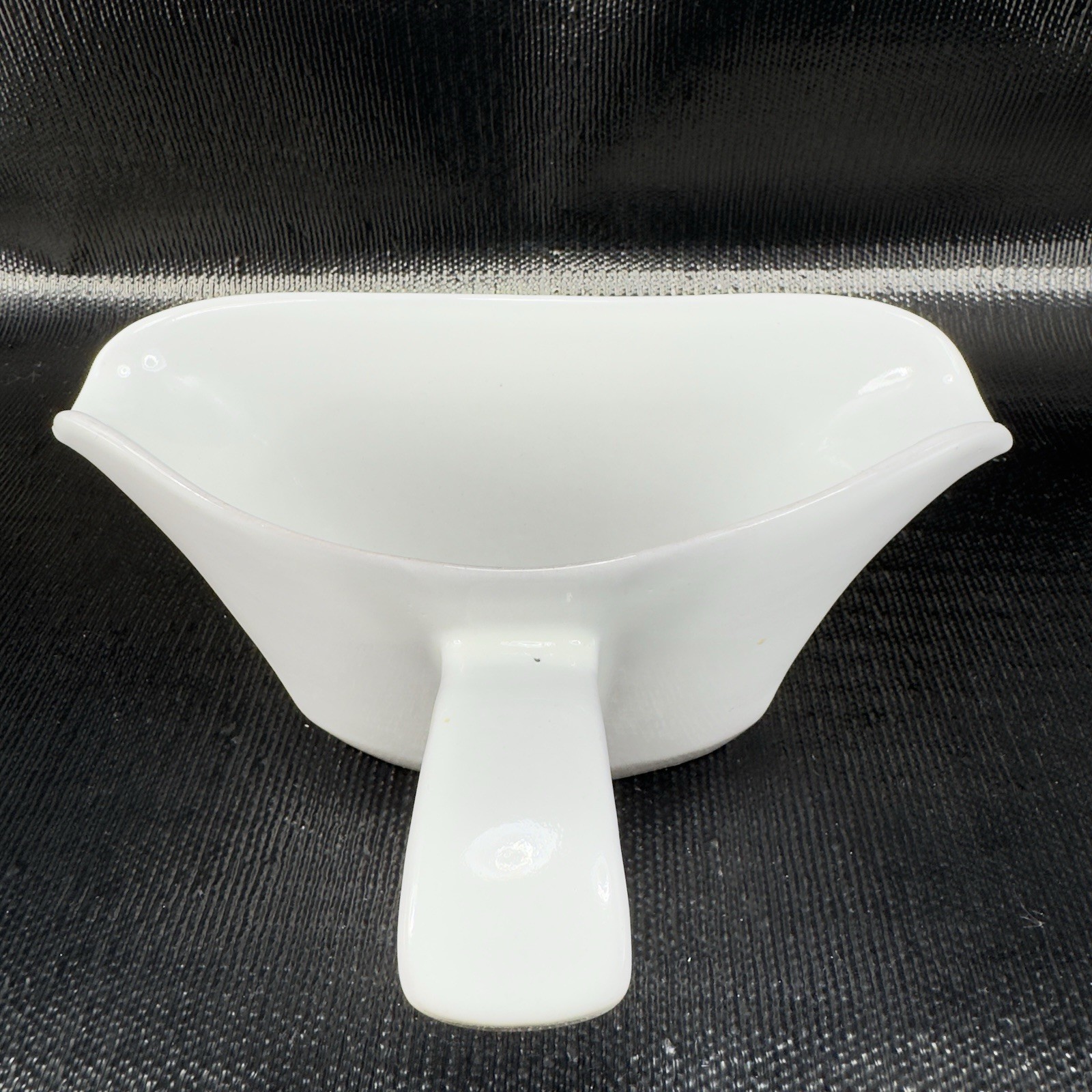 Vintage Frankoma Double Sided Gravy Boat White Pottery Stoneware Container VTG