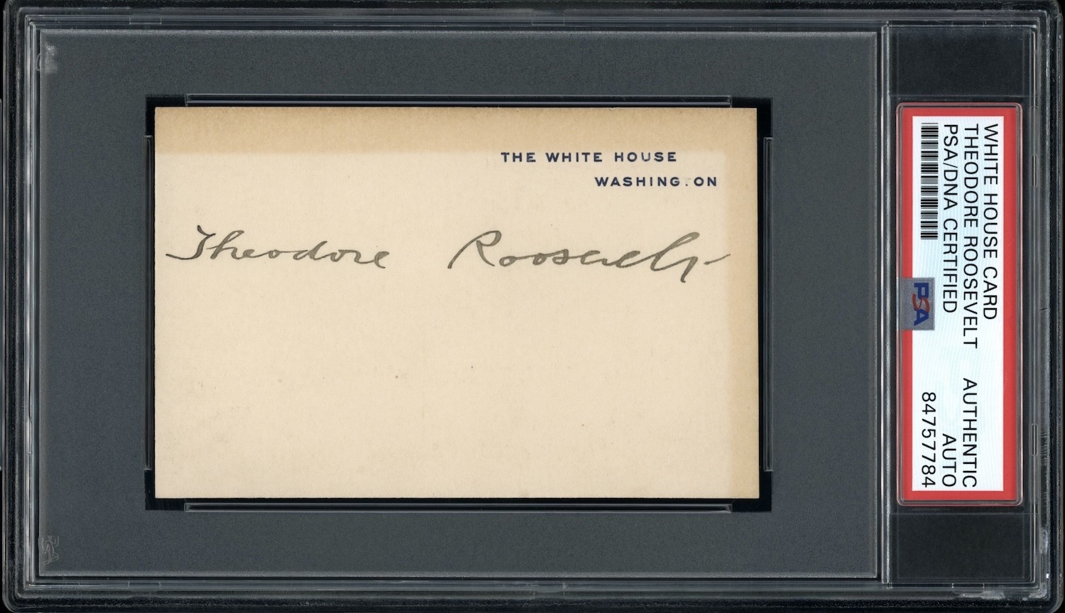President Theodore Roosevelt Signed White House Business Card PSA/DNA RARE