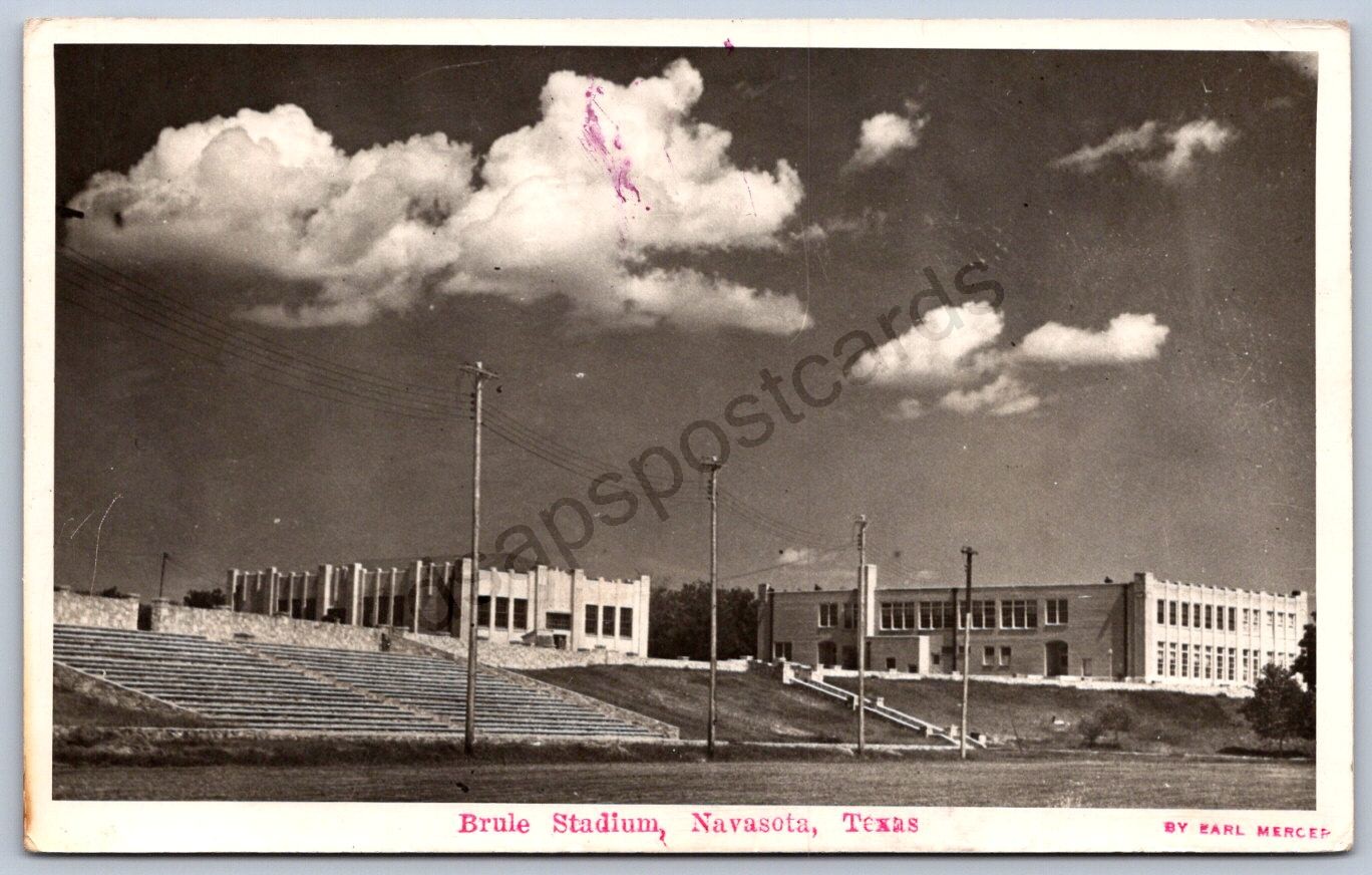 K45/ Navasota Texas RPPC Postcard c1943 Brule Football Stadium  359