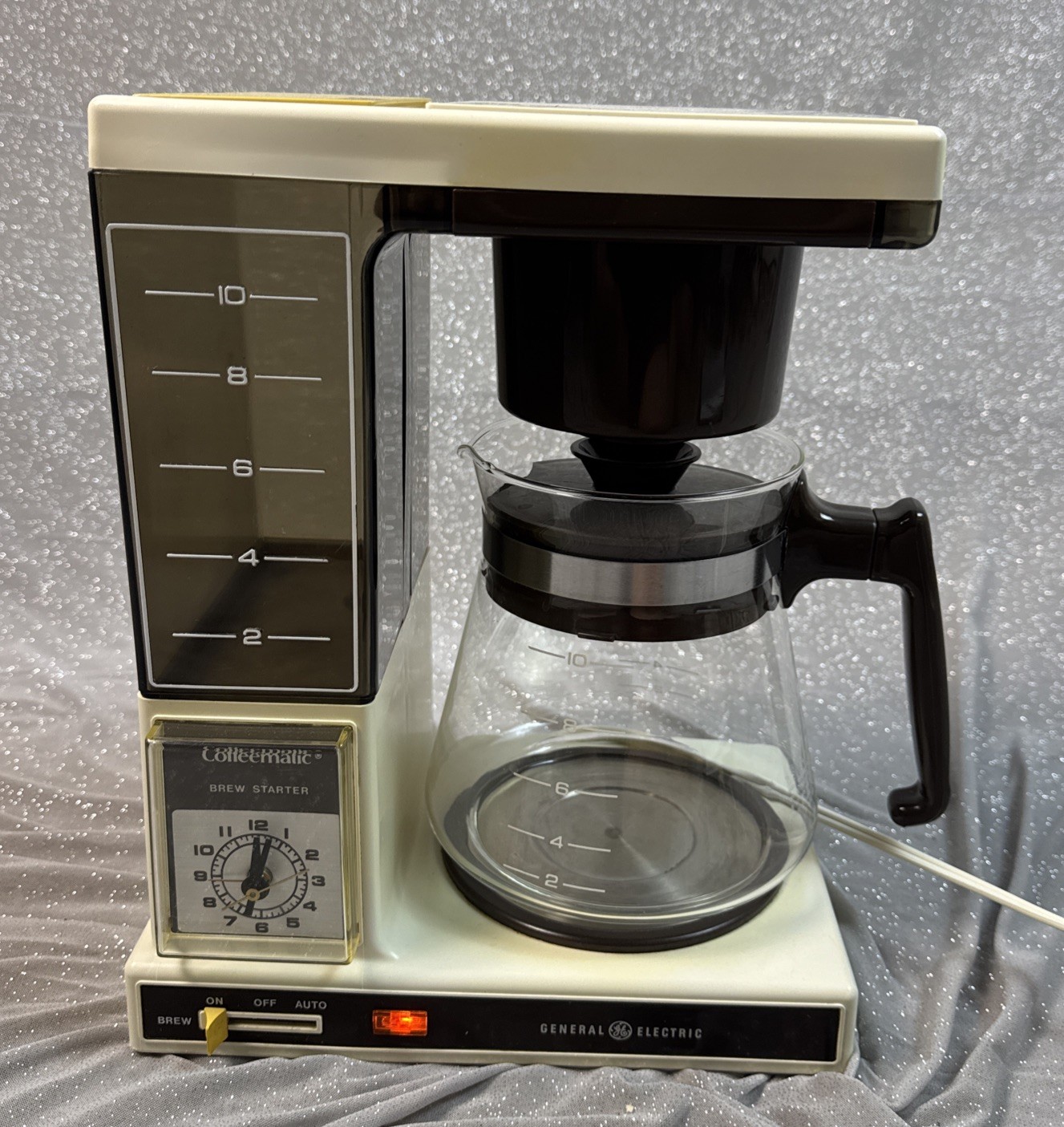 Vintage General Electric GE Brew Starter Analog Clock Drip Coffee Maker WORKS