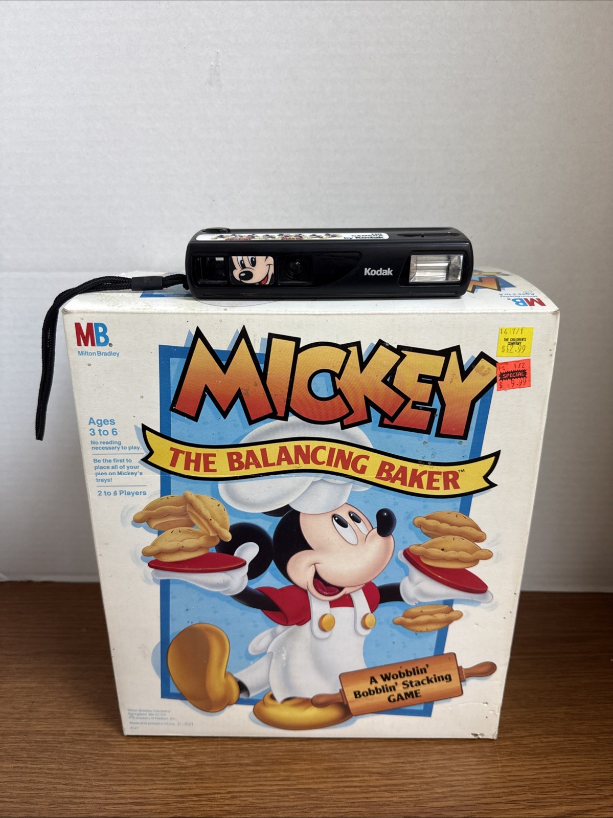 VTG 1990 Mickey Mouse the Balancing Baker Game in Box Milton Bradley + Camera