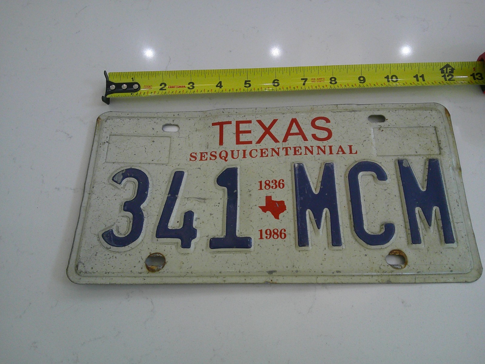 VINTAGE 1986 TEXAS 342-MCM LICENSE PLATE FARM FRESH RAISED LETTER VEHICLE RARE