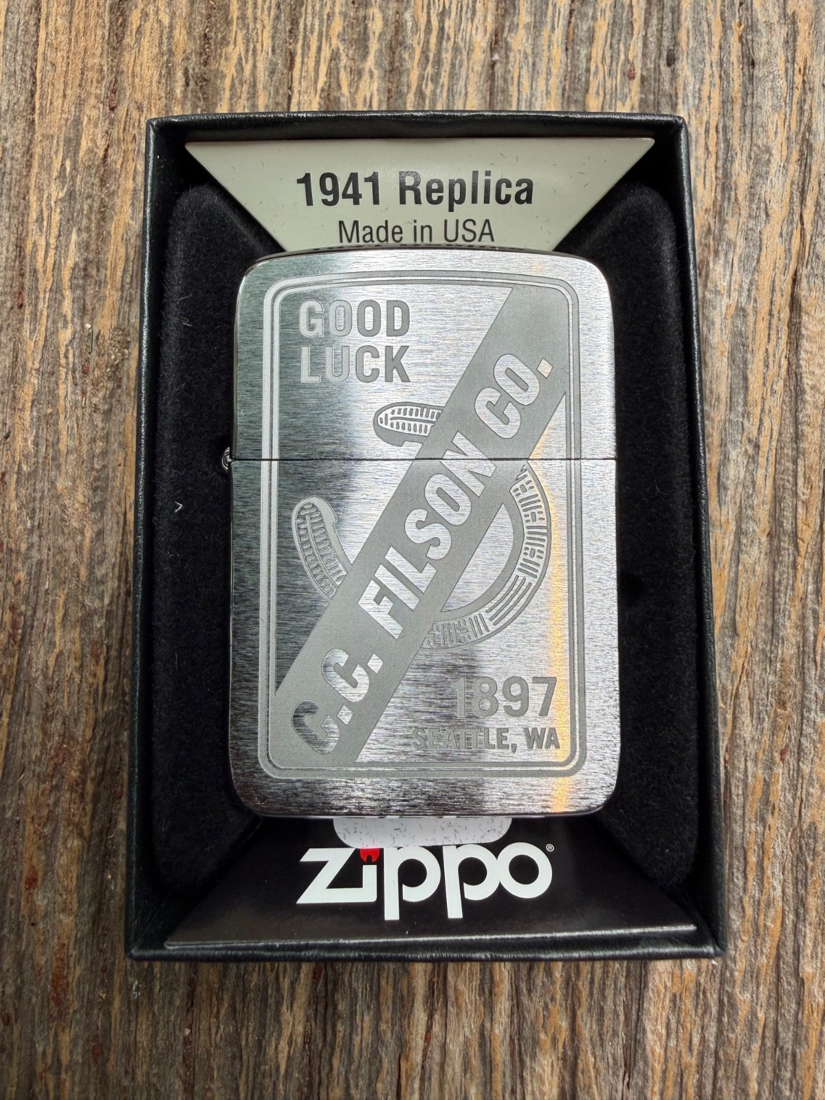 Filson Zippo Good Luck Lighter USA Made #20499206 Discontinued Rare Replica 1941
