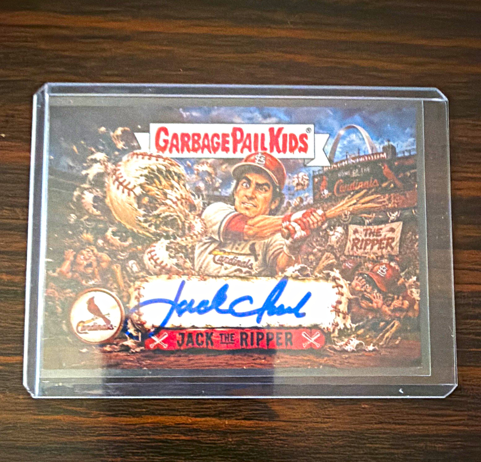 Topps Garbage Pail Kids Jack the Ripper #1a Hard Signed Jack Clark Auto 132592