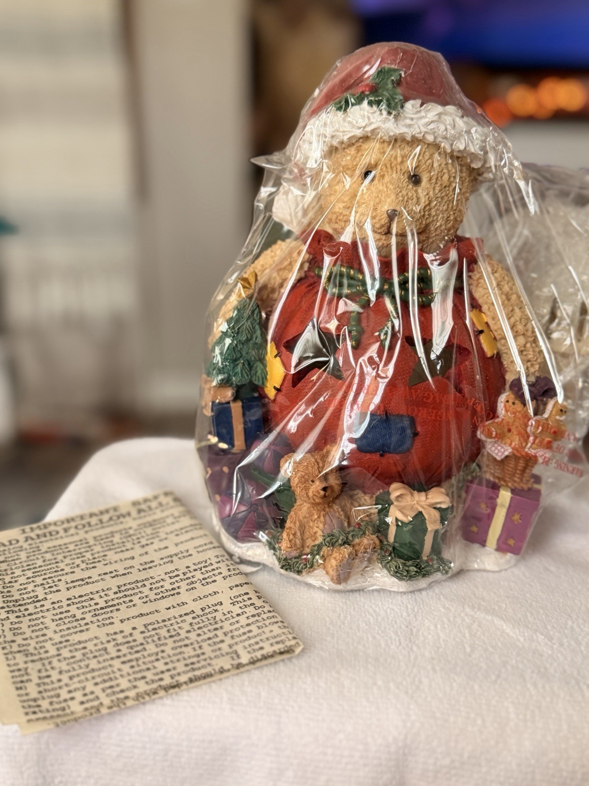 NIB VINTAGE 90s Lighted Christmas Bear Table Lamp Sealed 