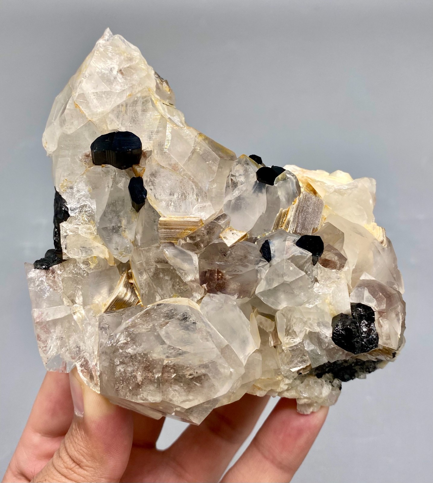 450 Grams Unique Rare Piece Natural Black TOURMALINE With Muscovite
