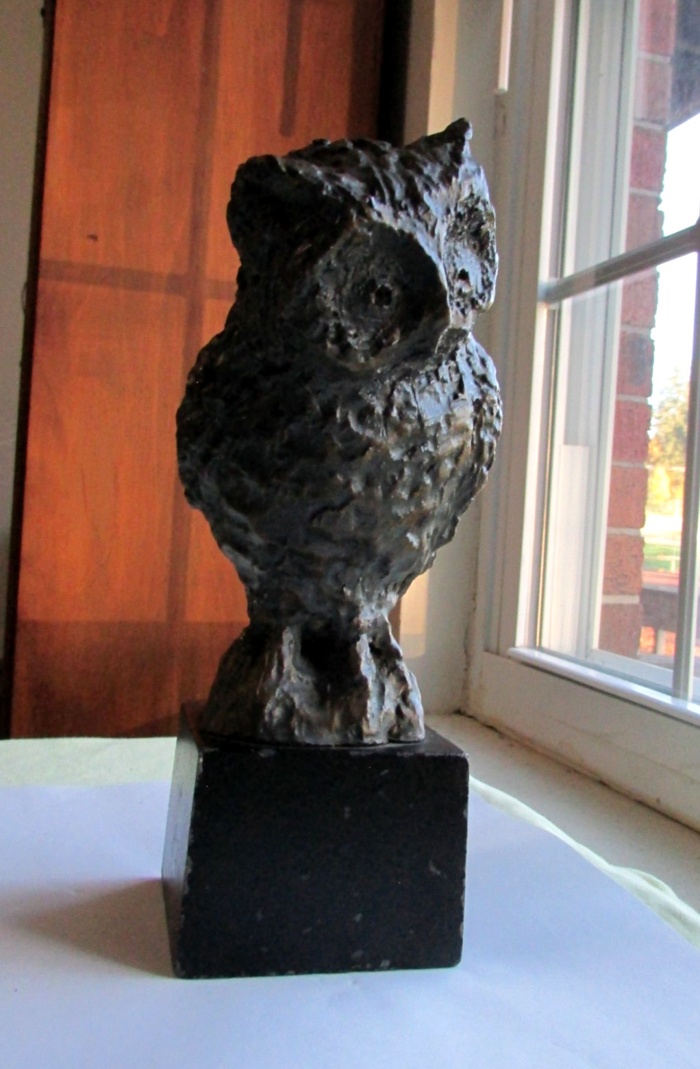 Vintage Bronze MCM Brutalist OWL Sculpture Figurine Signed