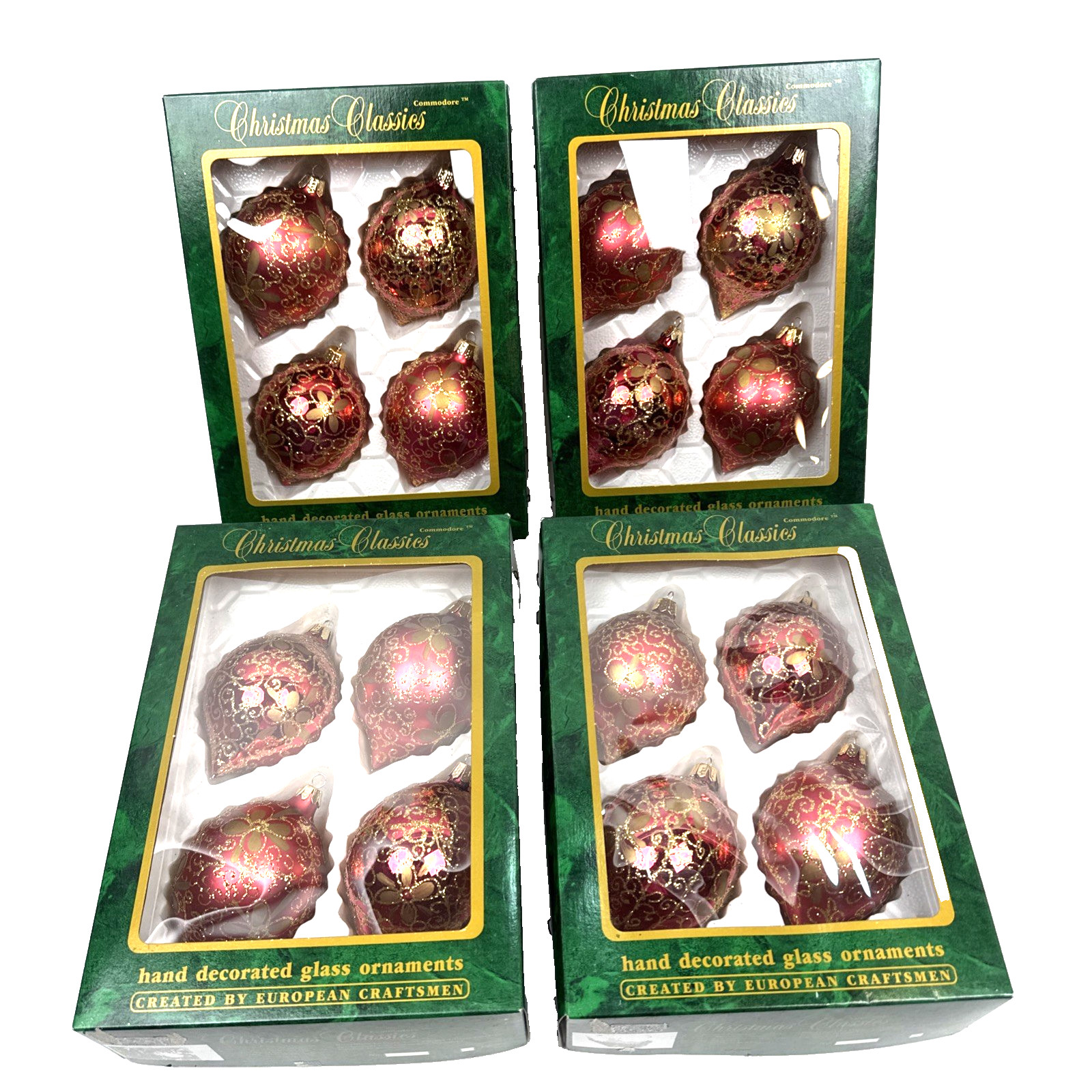 Vintage Glass Christmas Ornament Lot Teardrop 4.5