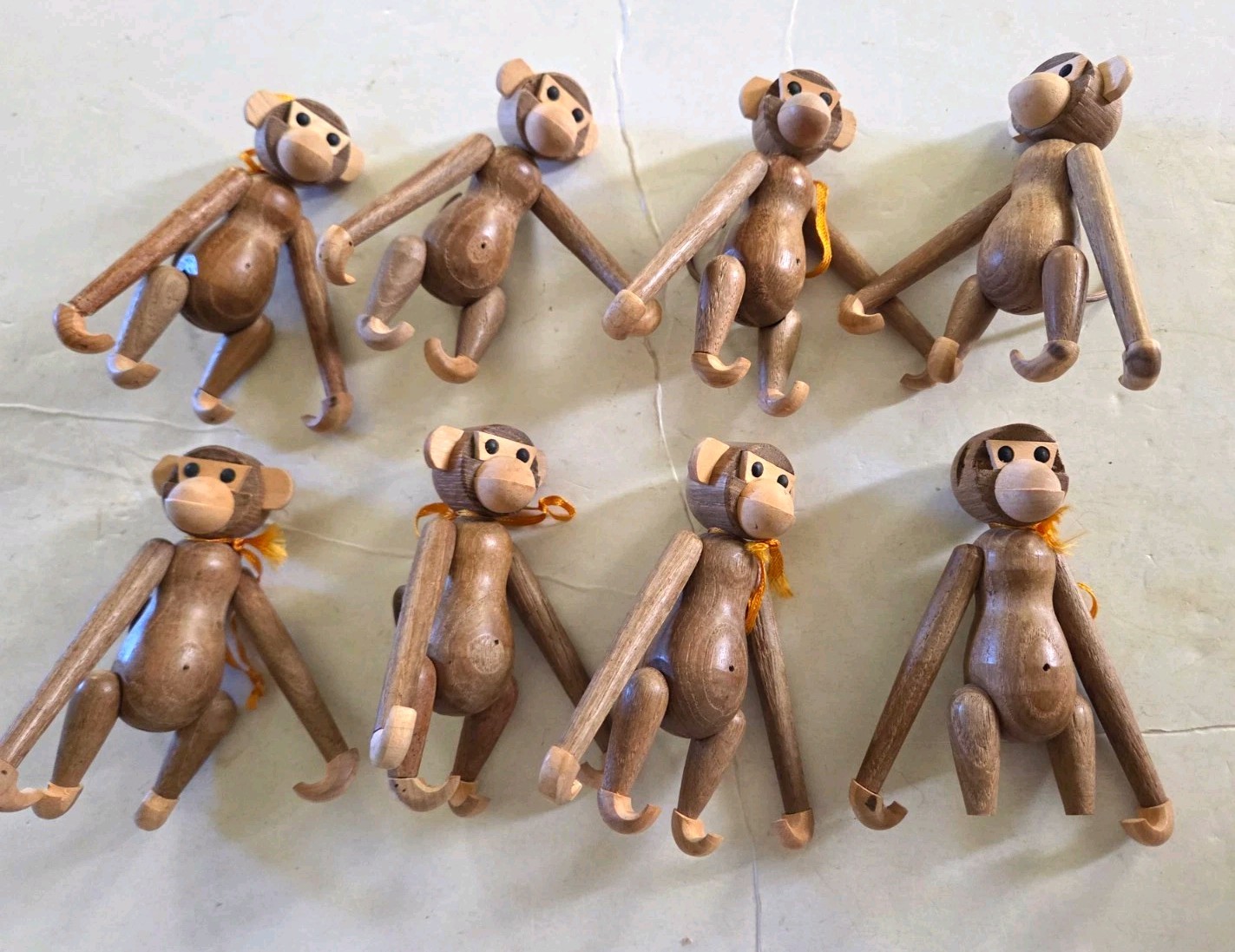 8 1950s mid centry modern Teak Danish Zoo Line Kay Bojesen Hanging Toy monkeys