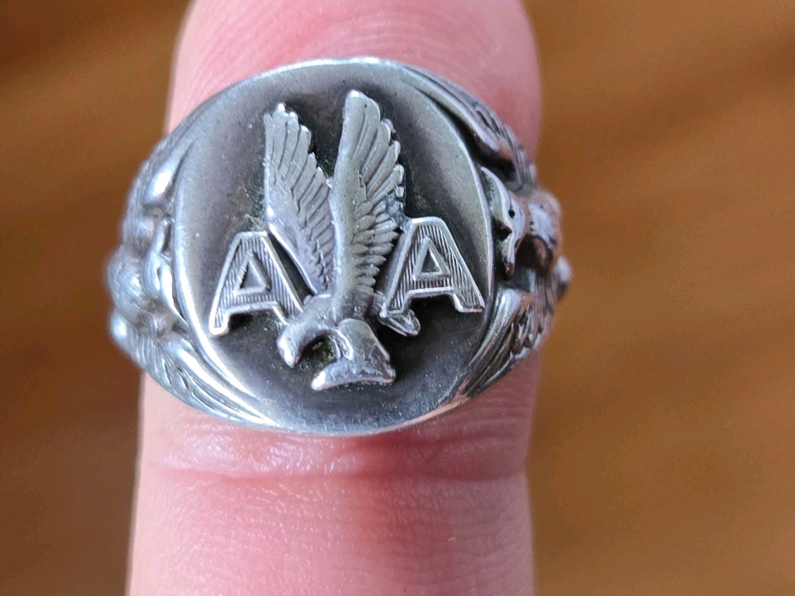 Vintage American Airlines AA Eagle  Sterling Silver Ring Size 9.5  -RARE-