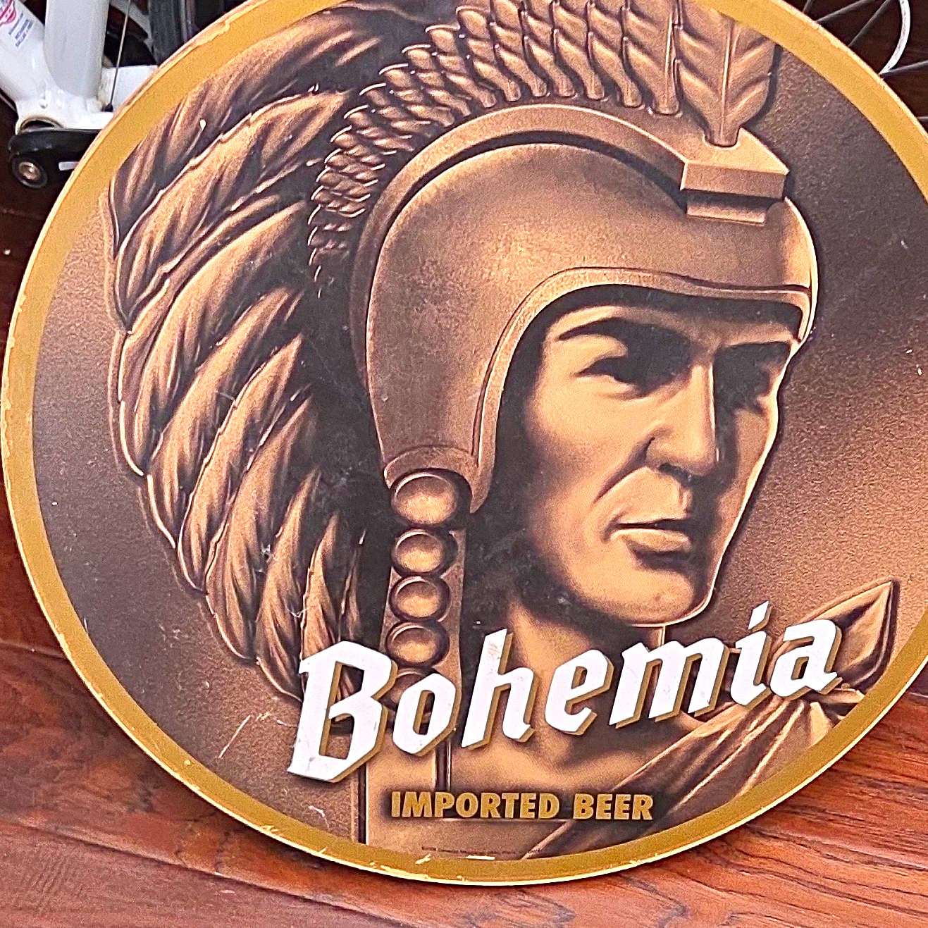 Bohemia Imported Beer Round Wooden Sign - Breweriana Theme Decor