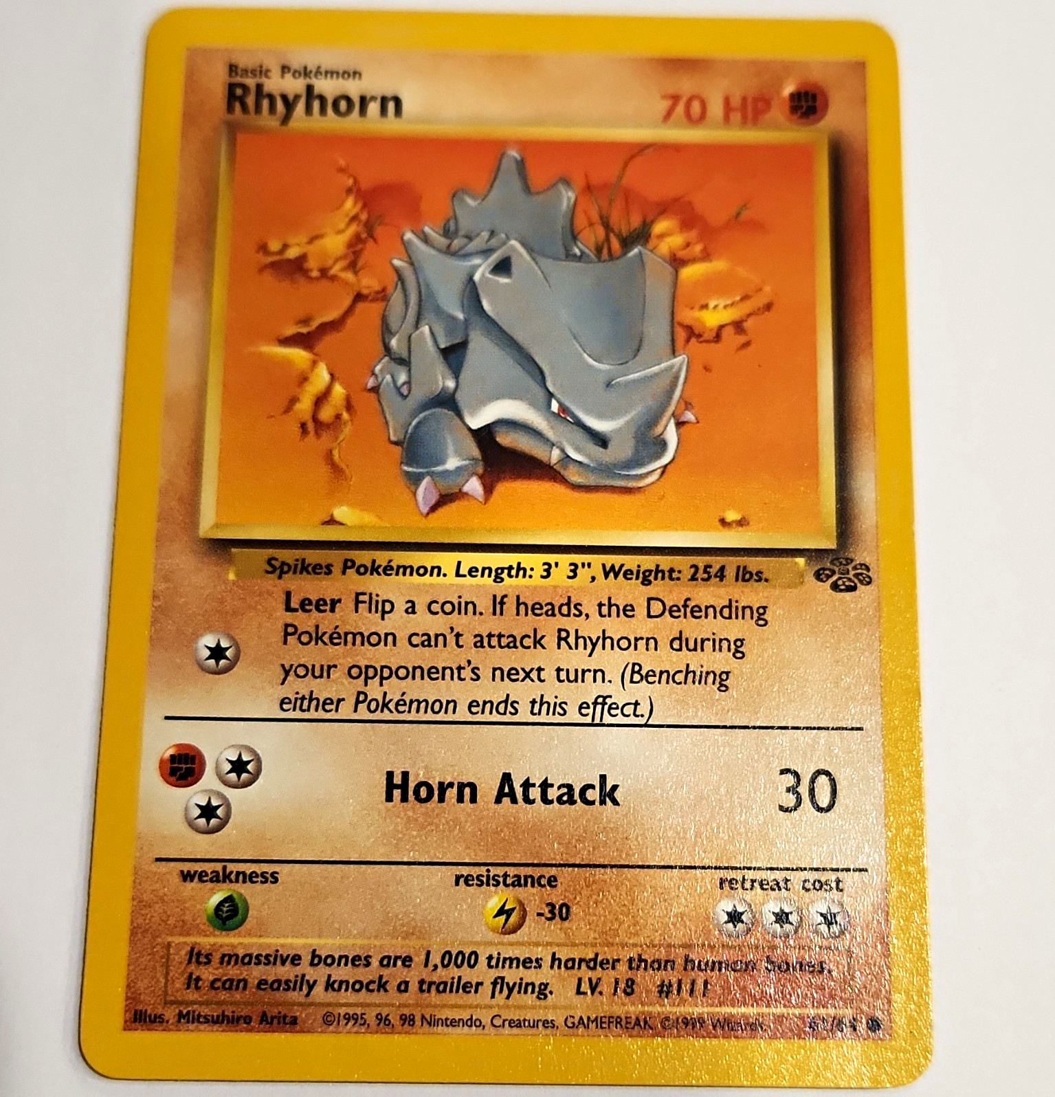 Pokémon TCG Rhyhorn #61/64 1999 Jungle Set Non-Holo English Trading Card