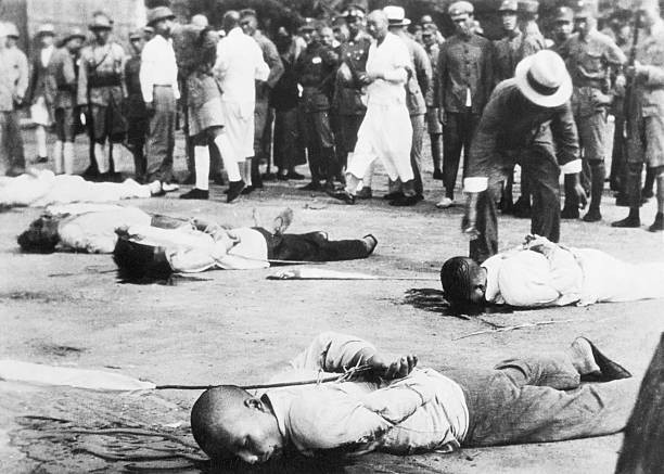 Nanking China Hands bound behind their backs each decorated with a- Old Photo