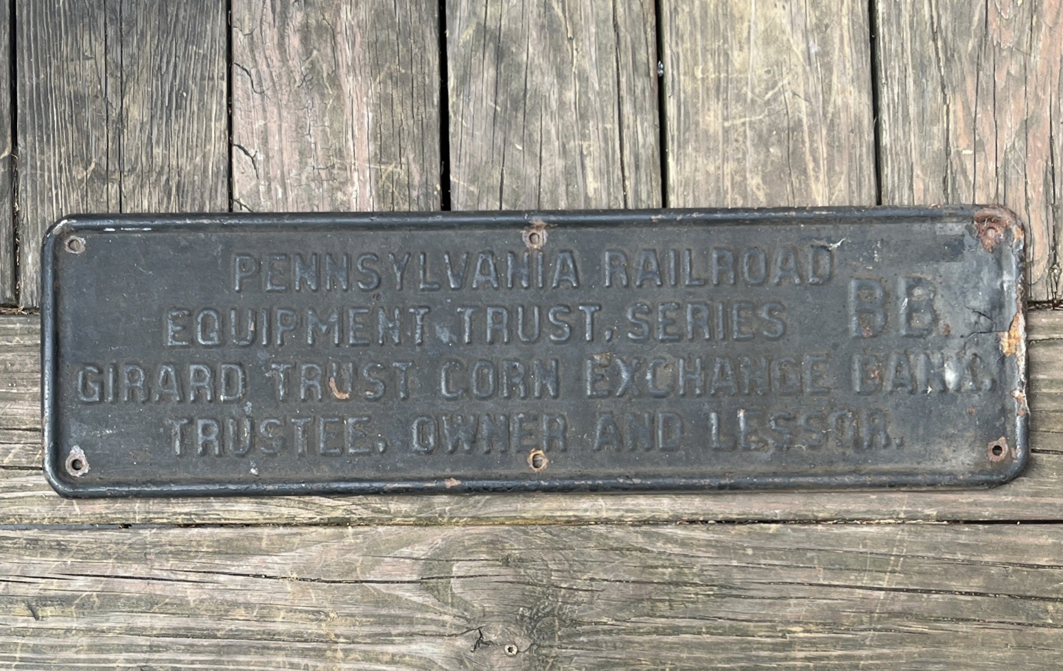 Vintage Pennsylvania RR Trust Plate Girard Trust Corn Exchange Bank 25x7.5” Sign