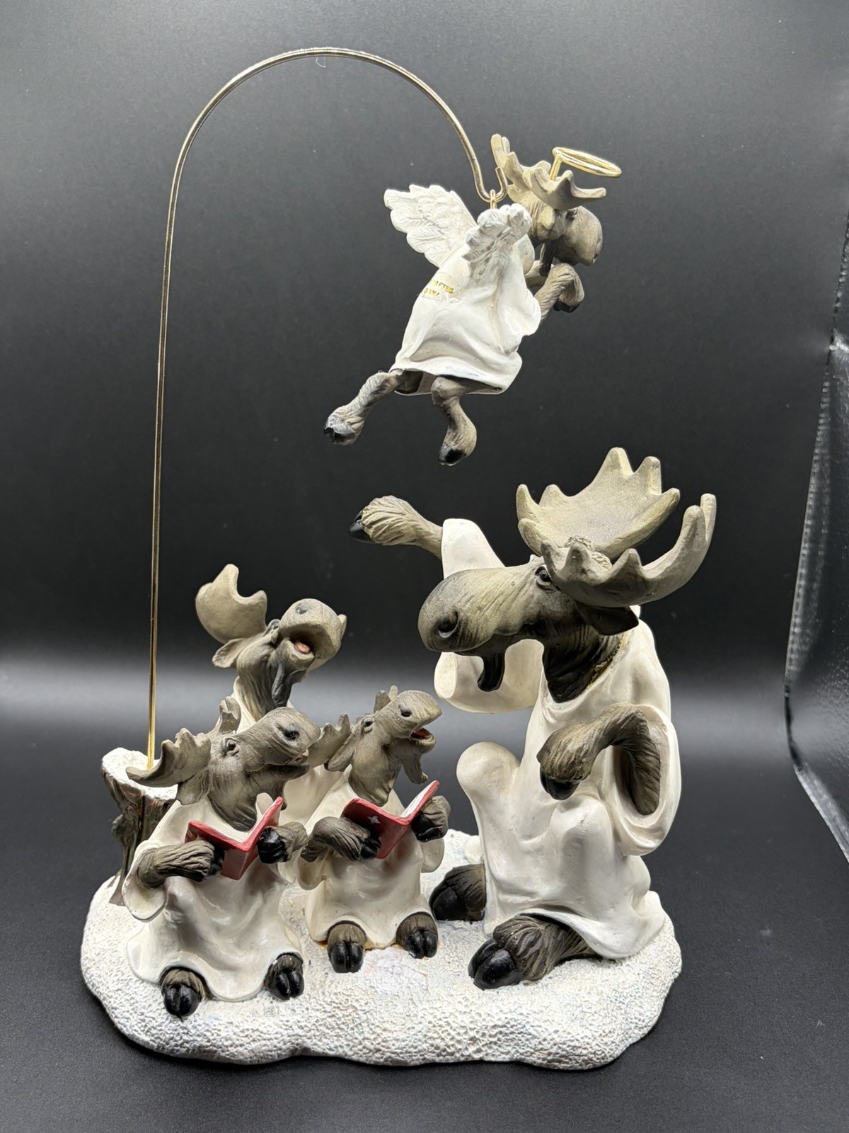 BIG SKY CARVERS MOUNTAIN MOOSES CHOIR OF MOOSE CHRISTMAS FIGURINE + ANGEL  