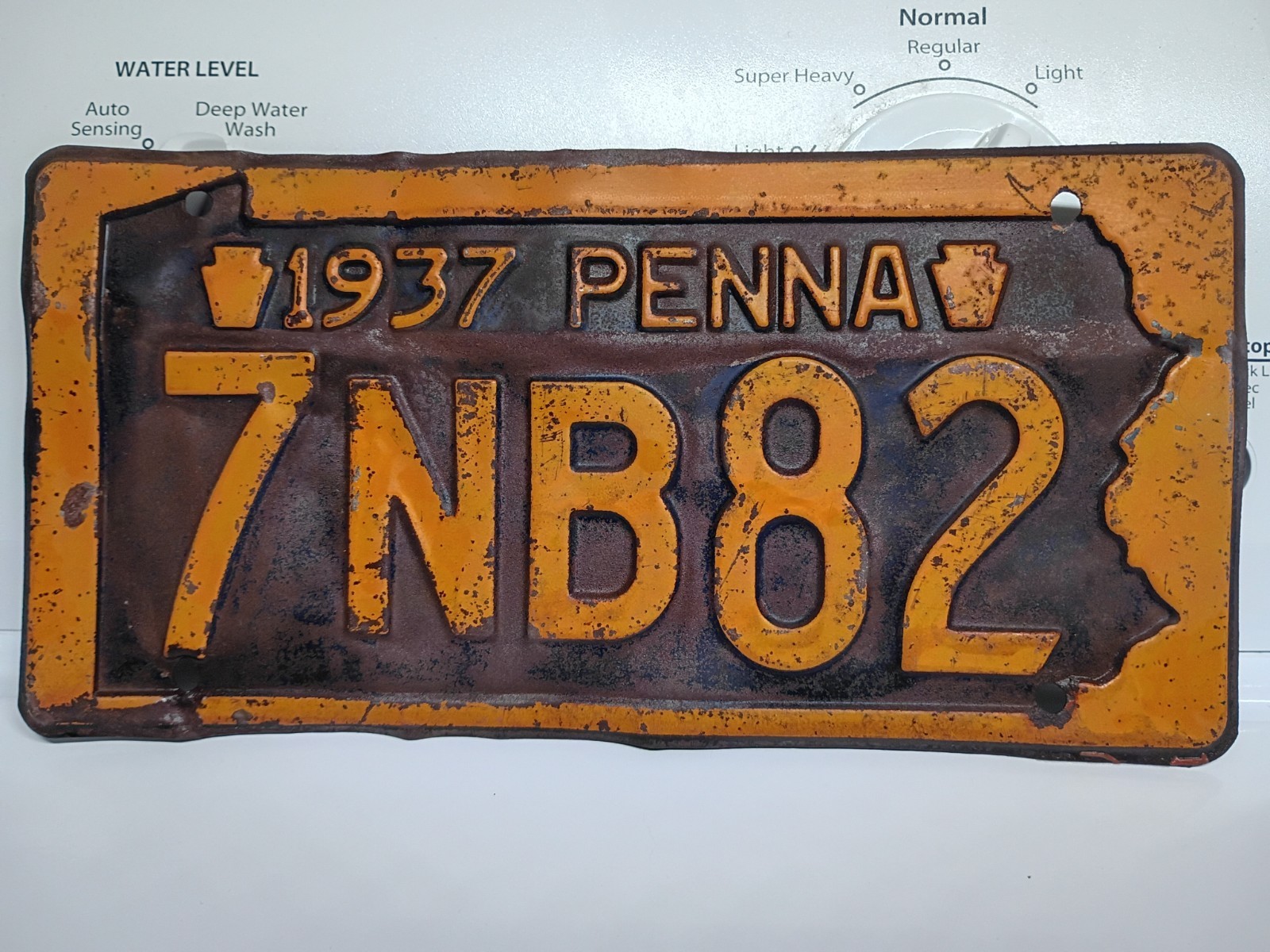 1937 Pennsylvania License Plate Rare With Keystones 