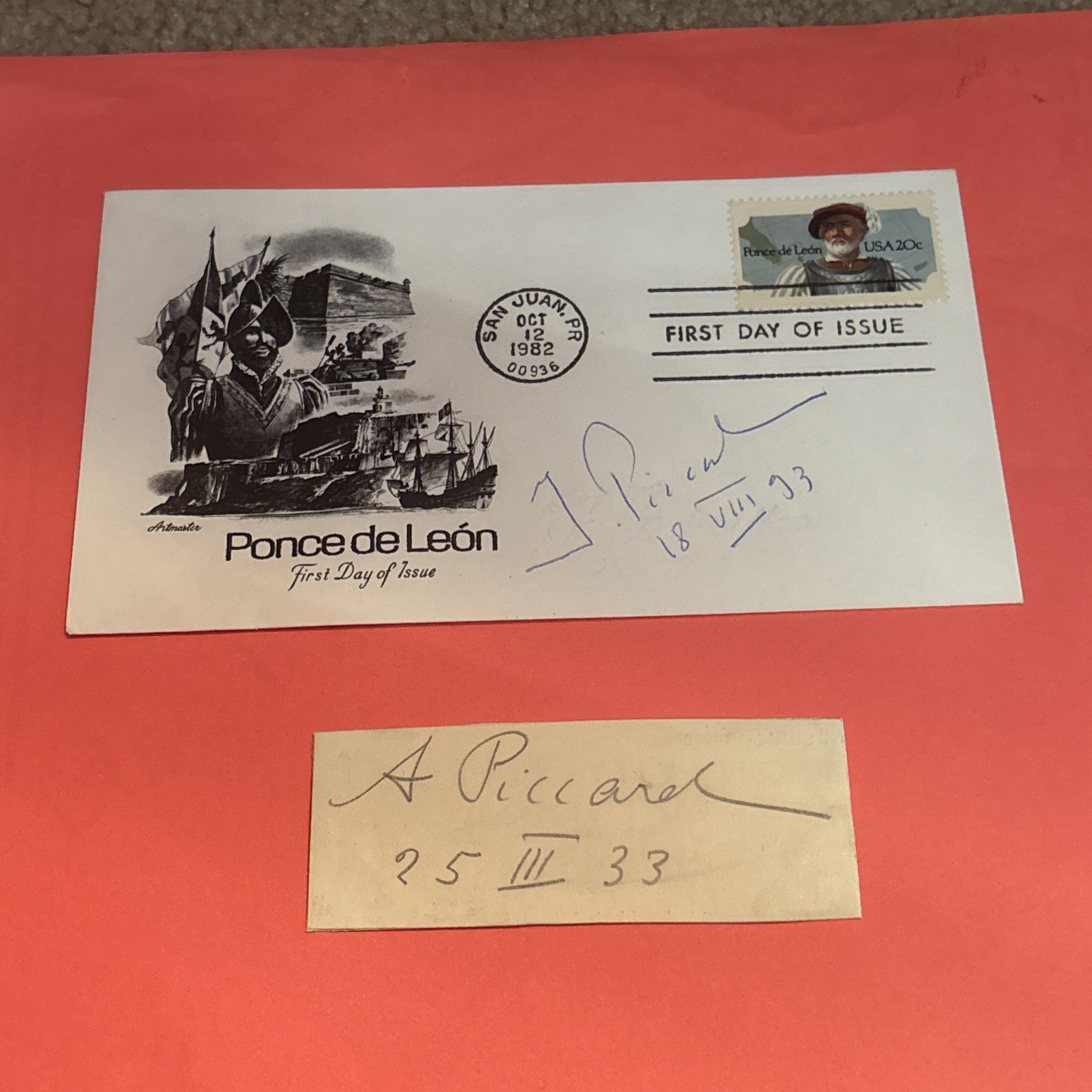 Auguste Piccard And Jacques Piccard Signed Cards