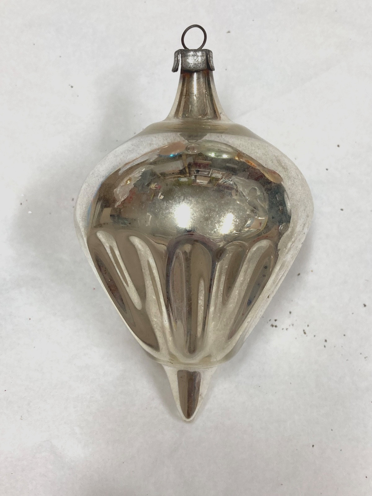 Large Gorgeous Silver Christmas Ornament, Fluted Parachute