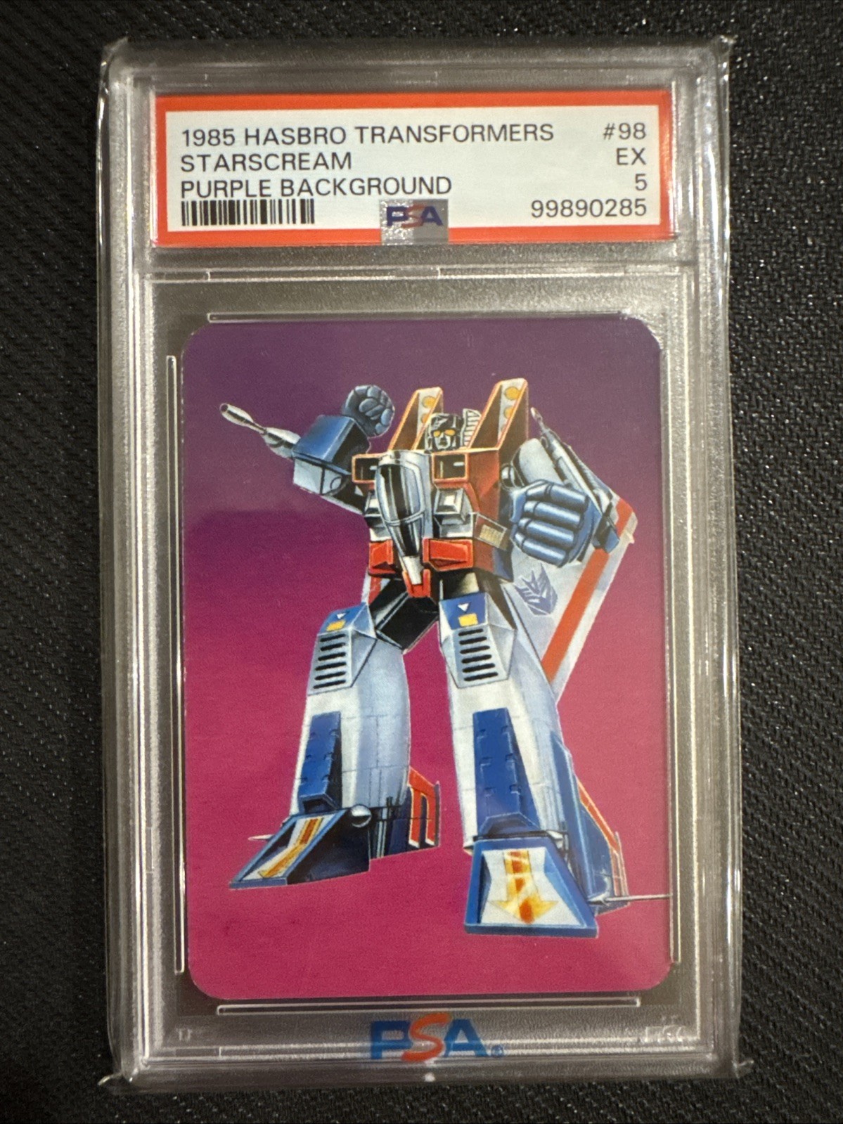 1985 Hasbro Transformers Starscream Purple Background PSA 5