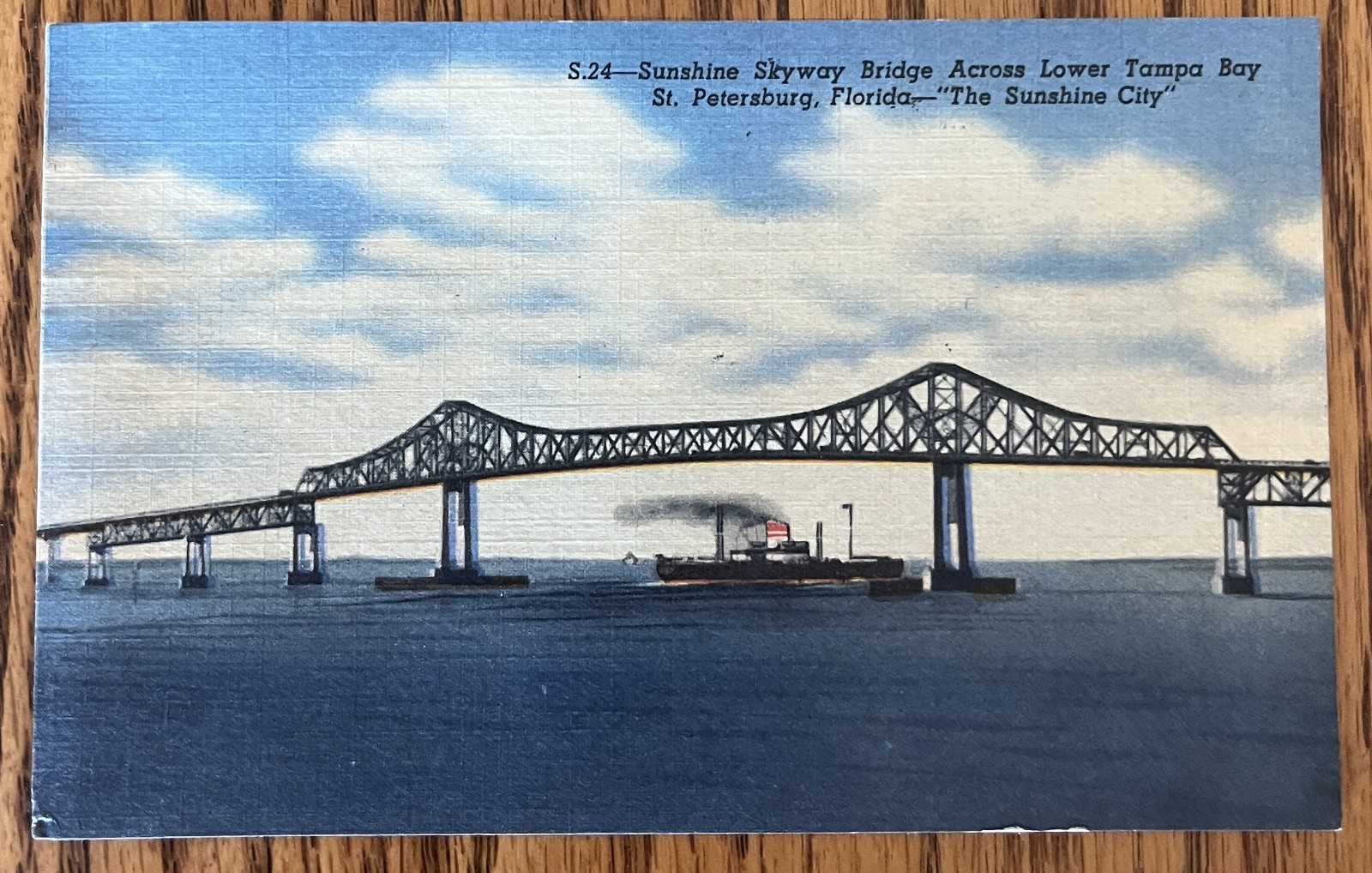 Vintage 1954 This new Skyway Bridge Postcard, FL. Gulf Coast, Sarasota,Tampa