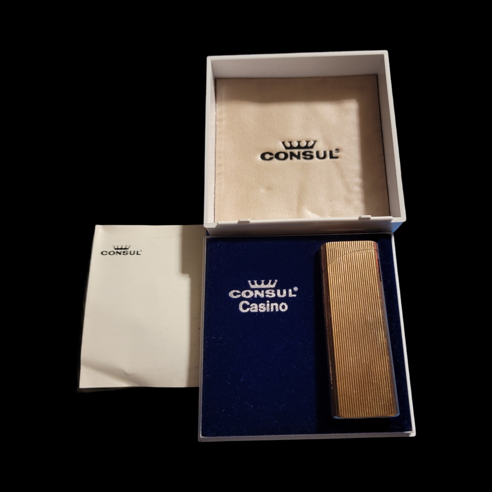Rare 1950s Consul Casino Gold Plated Gas Lighter Very Nice