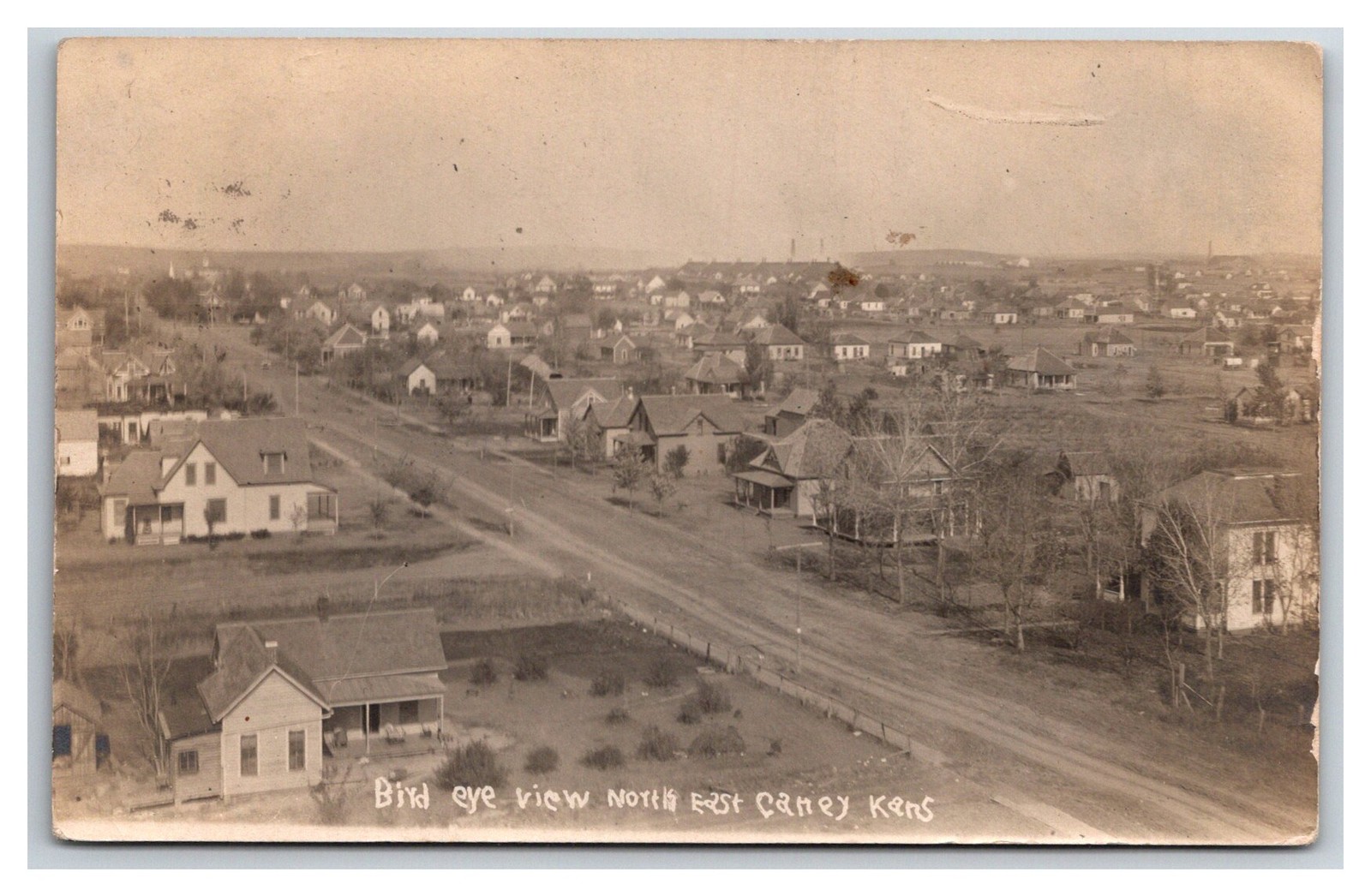 RPPC ~ Caney Kansas Birdseye View of Historic homes 1908c ~Montgomery County