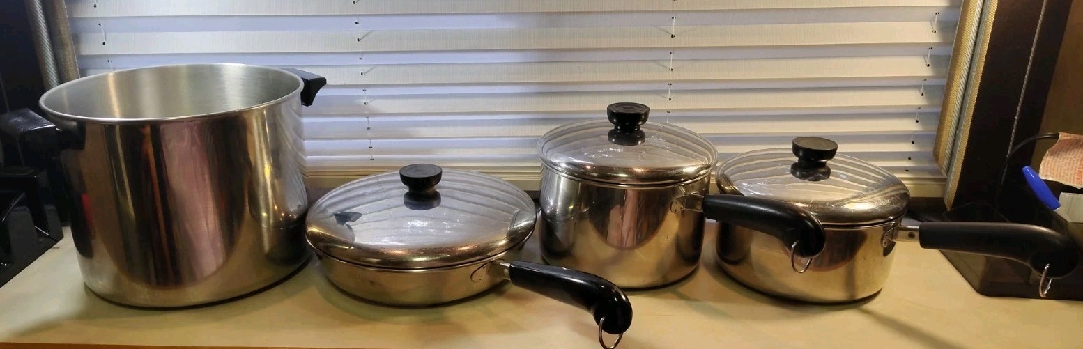 Revere Ware Tri Ply Disc Bottom Stainless Steel 7 Piece Cookware Set