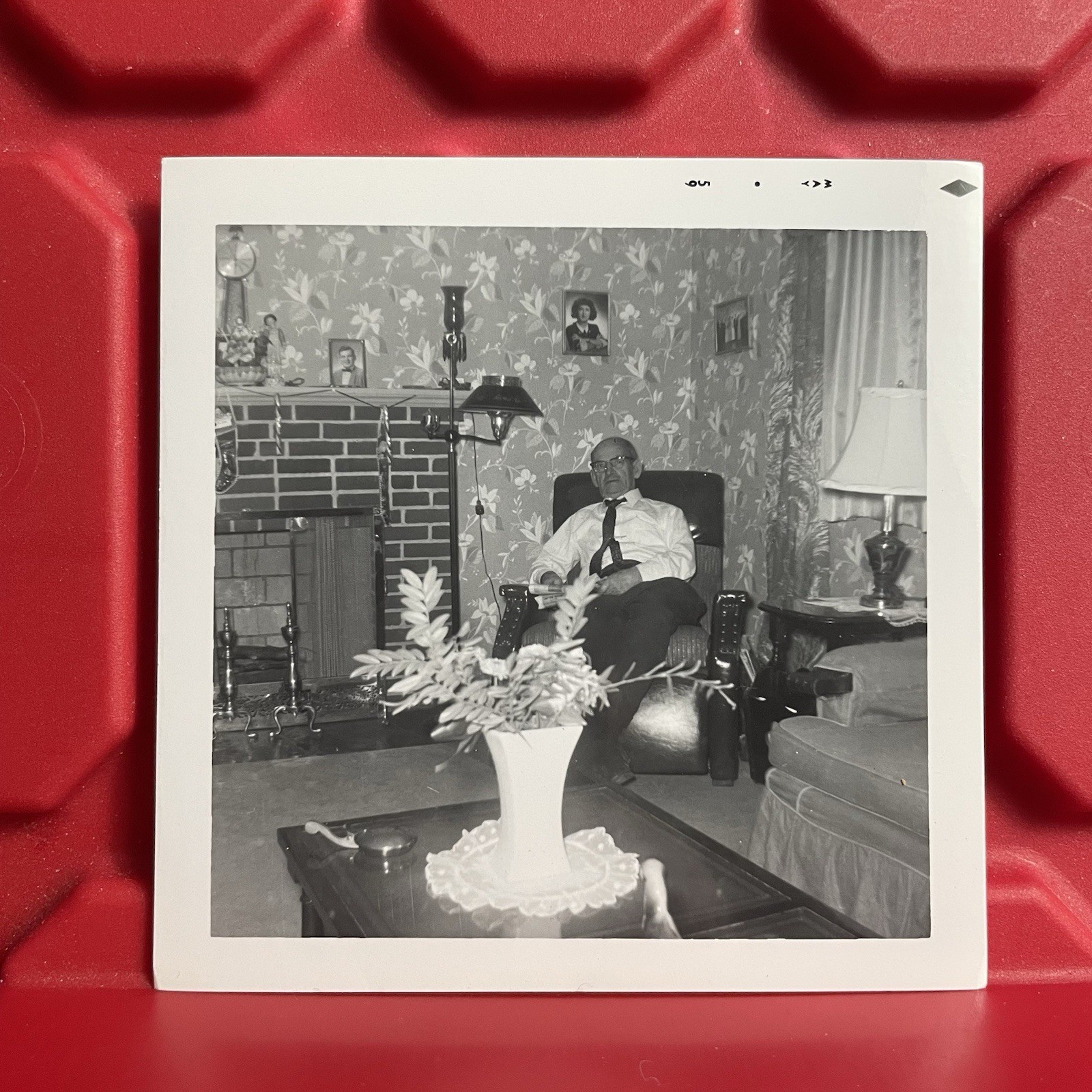 Man Sitting In Living Room 3 1/2 x 3 1/2 Photograph Pre Owned Vintage 1959