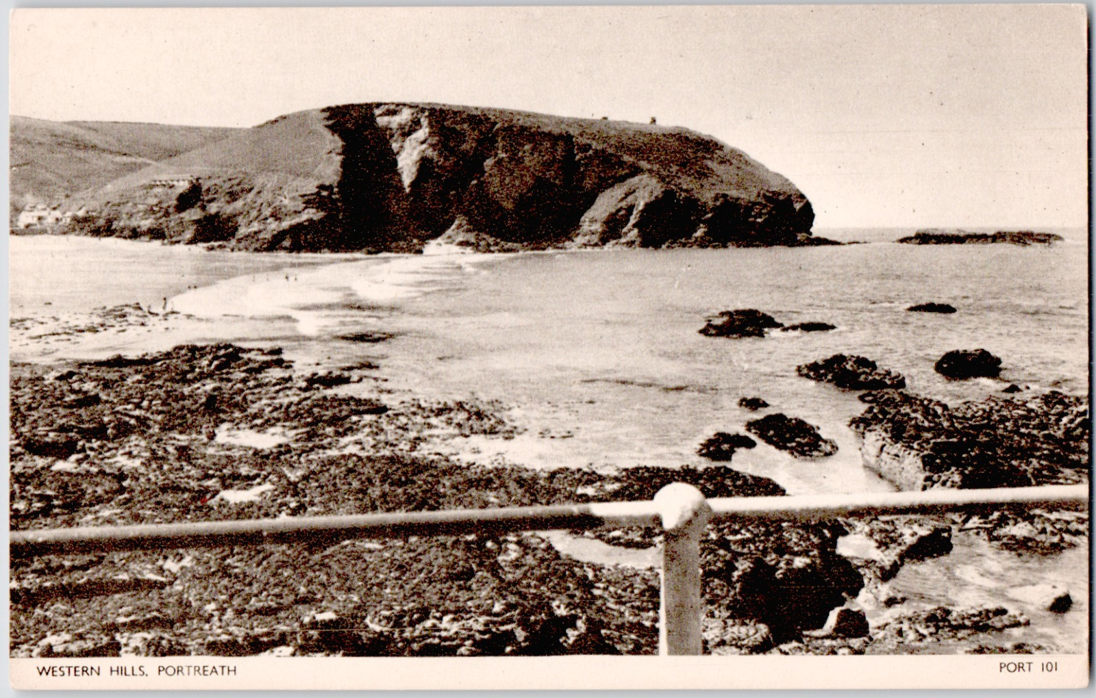 UK England Cornwall Portreath Western Hills Rocky Coast Beach 1930 Postcard
