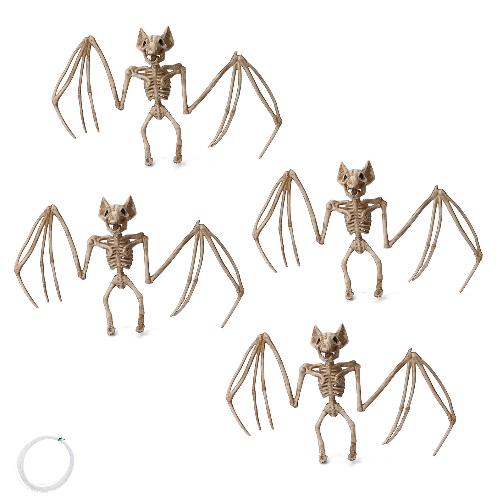 4Pcs Halloween Bat Skeleton Hanging Skull Bone Graveyard Decoration Closeout