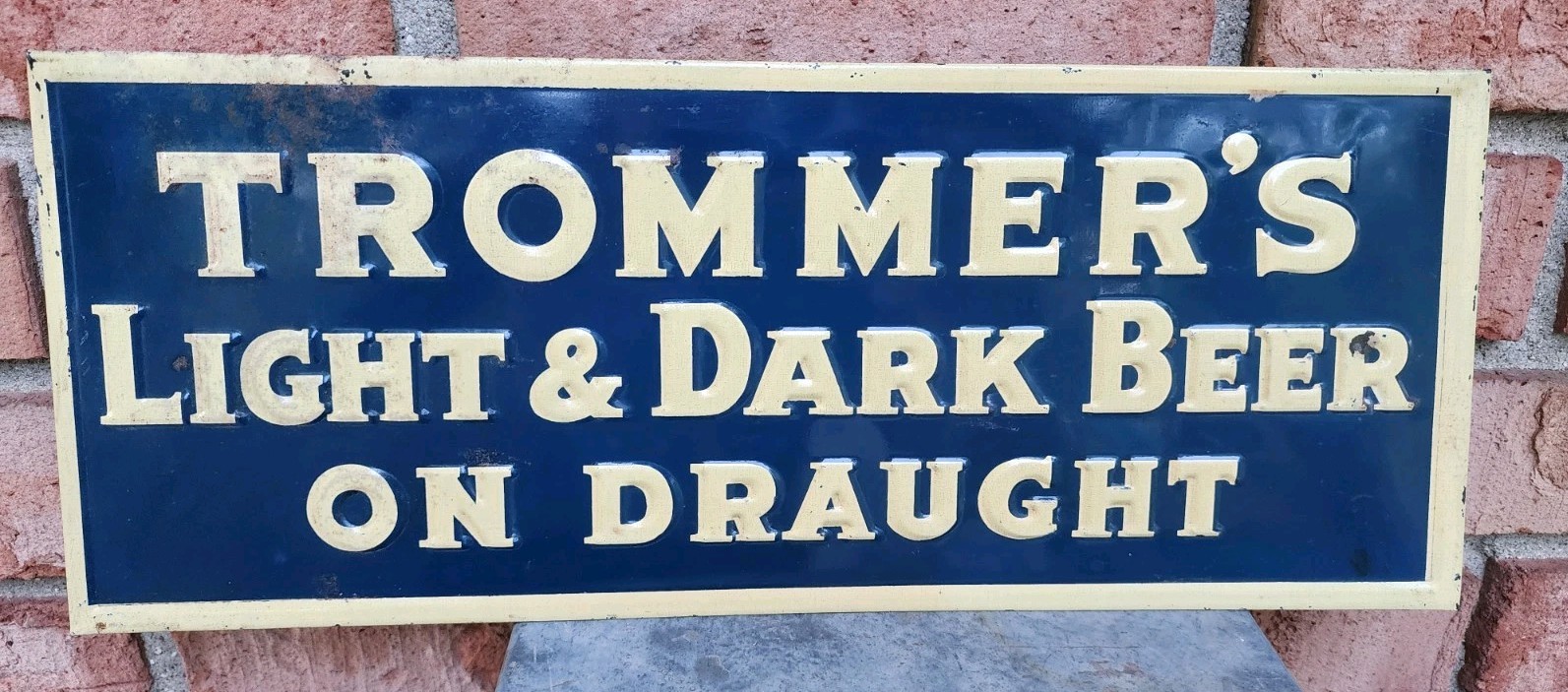 Vintage Trommer's Light & Dark Beer On Draught  Jawin Tin Over Cardboard 