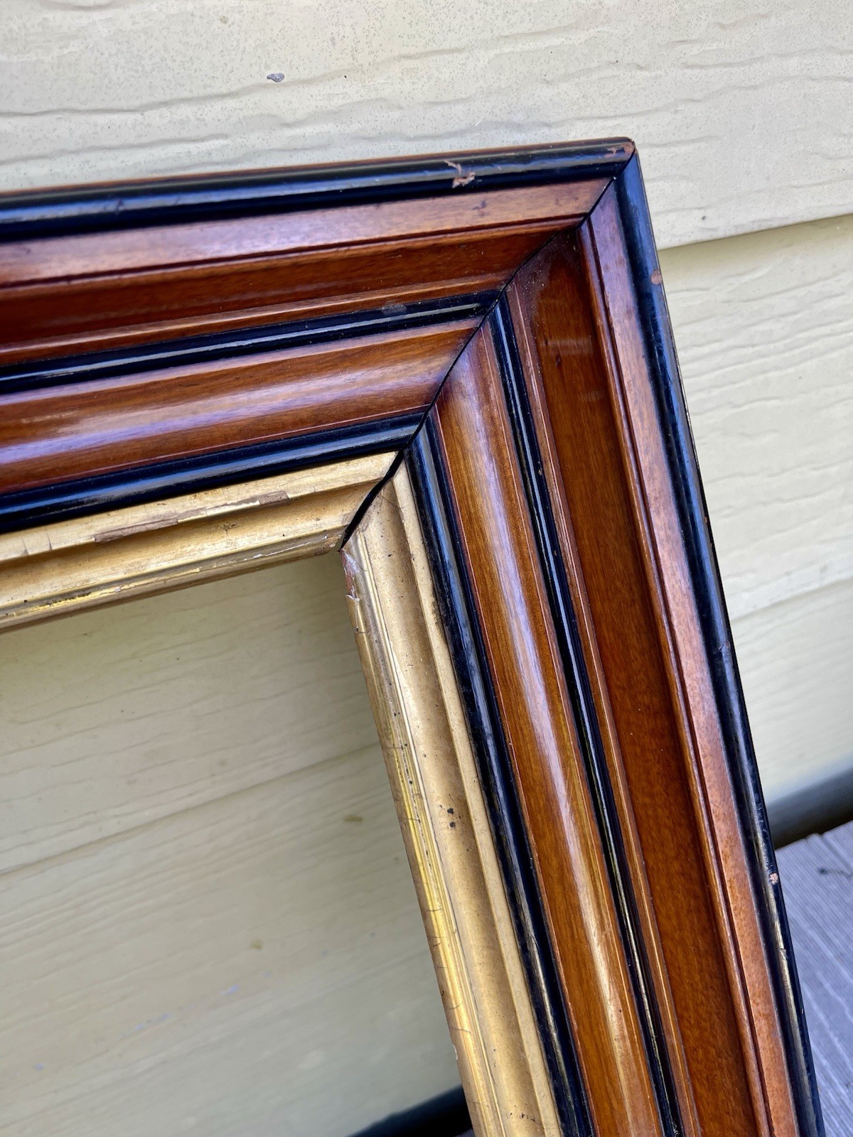 Large Stately Antique 1870s Walnut & Gilt Wood Picture Frame 32 X 37” Great Hall