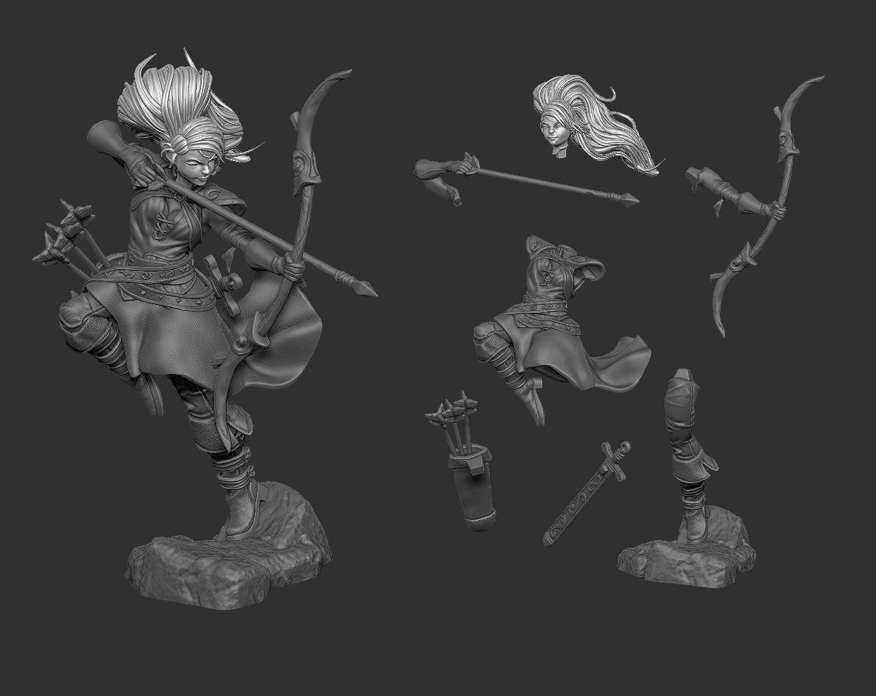 Female Archer Sculpture Statue Model Kit  Unpainted/Unassembled