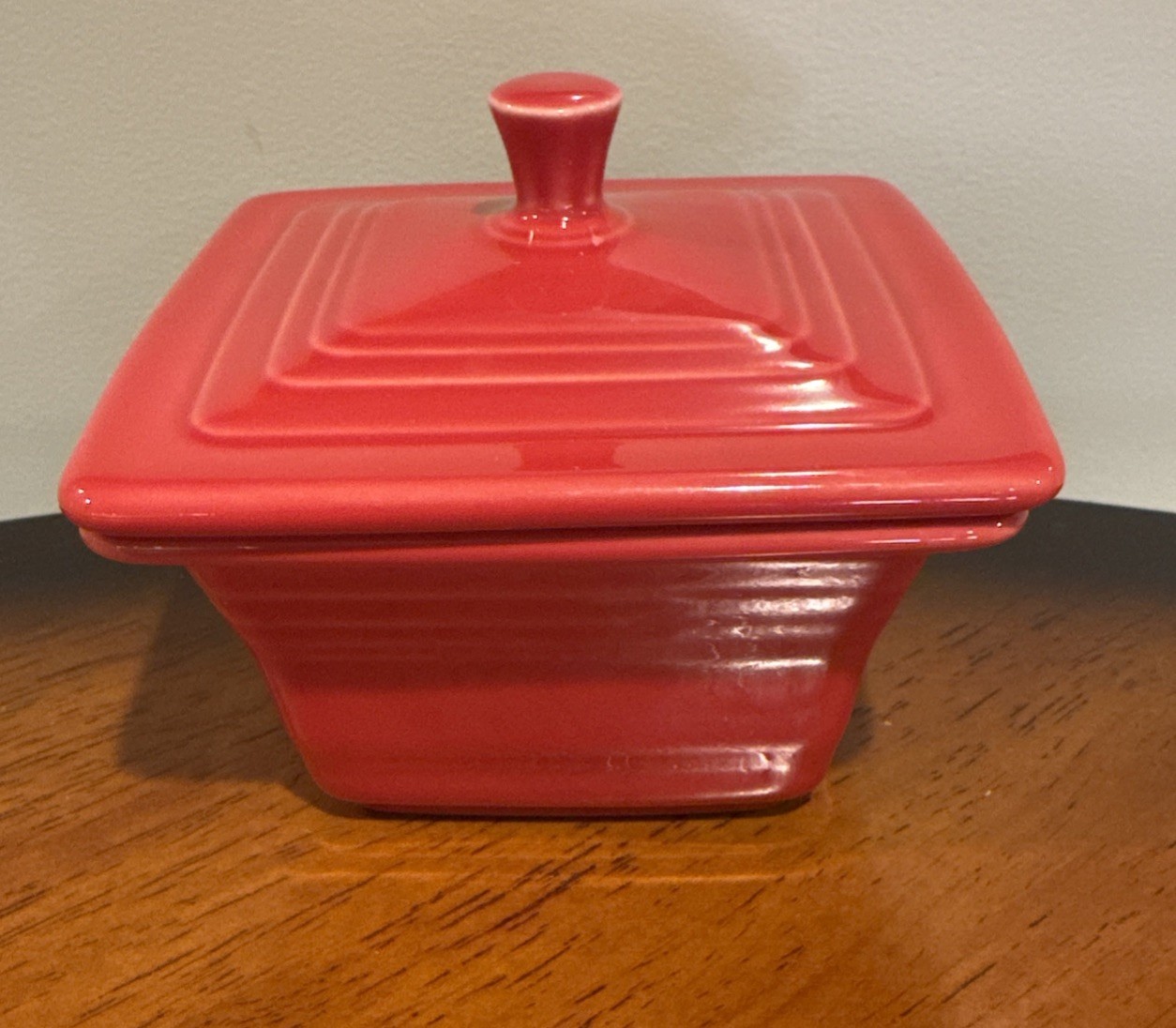 Homer Laughlin Fiesta Ware Red Scarlet Belk Box Square Box & Lid  4”H X 4.5”W