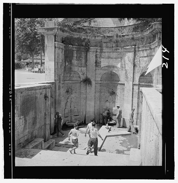 Photo:Rome Italy 1900s Ancient Fountain with Men and Boys