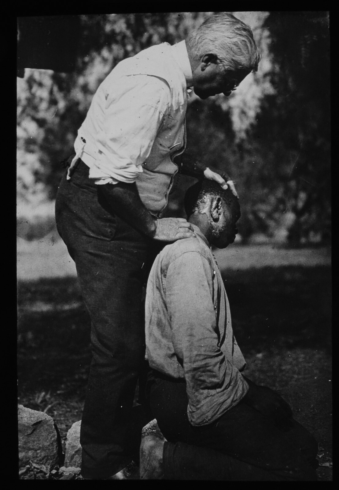 ANTIQUE Magic Lantern Slide GURNEY LEPER C1920 PHOTO AFRICA LEPROSY